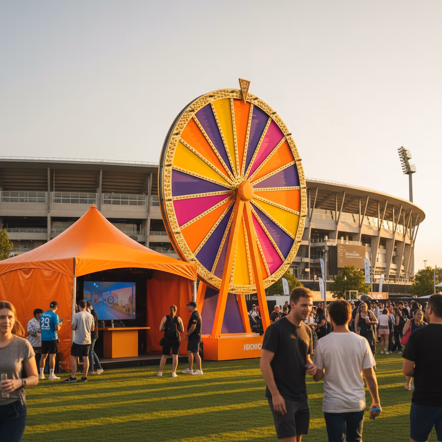 Giant fortune wheel mid-spin